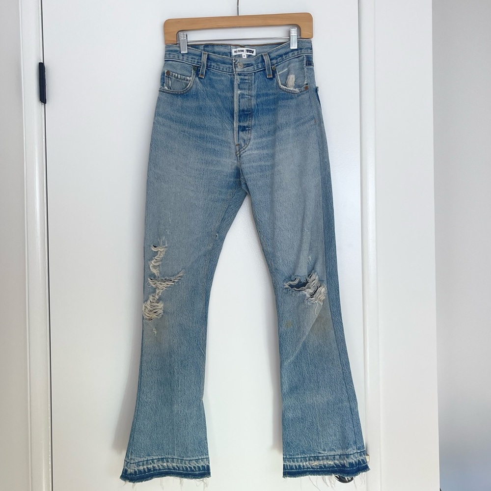 RE/DONE x Elsa Hosk Vintage Levi’s blue jeans 501s bootcut 26 high rise flair